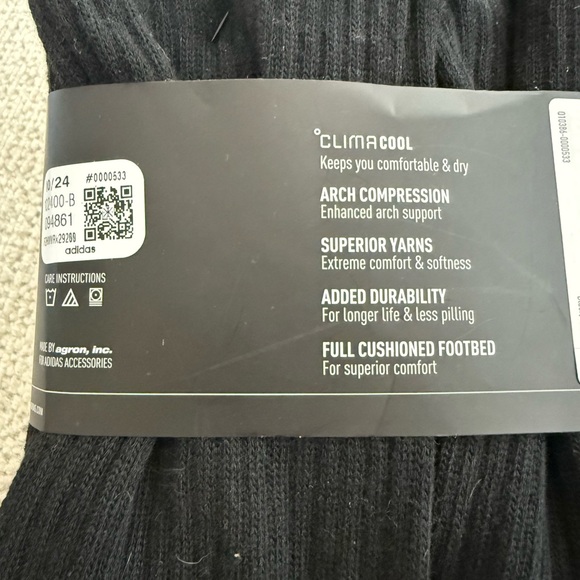 adidas Men's Black Athletic Crew Socks - 6 Pack - Picture 5 of 5